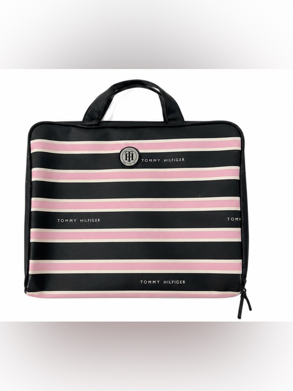 Tommy Hilfiger Black and Pink Striped Briefcase Sleeve